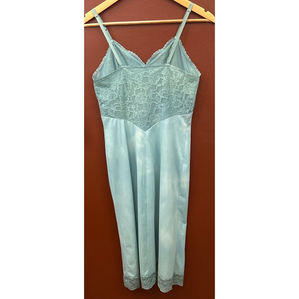 Vintage Vanity Fair Full Slip Lace Blue Coquette Regencycore Soft Girl Bridal - Picture 3 of 5